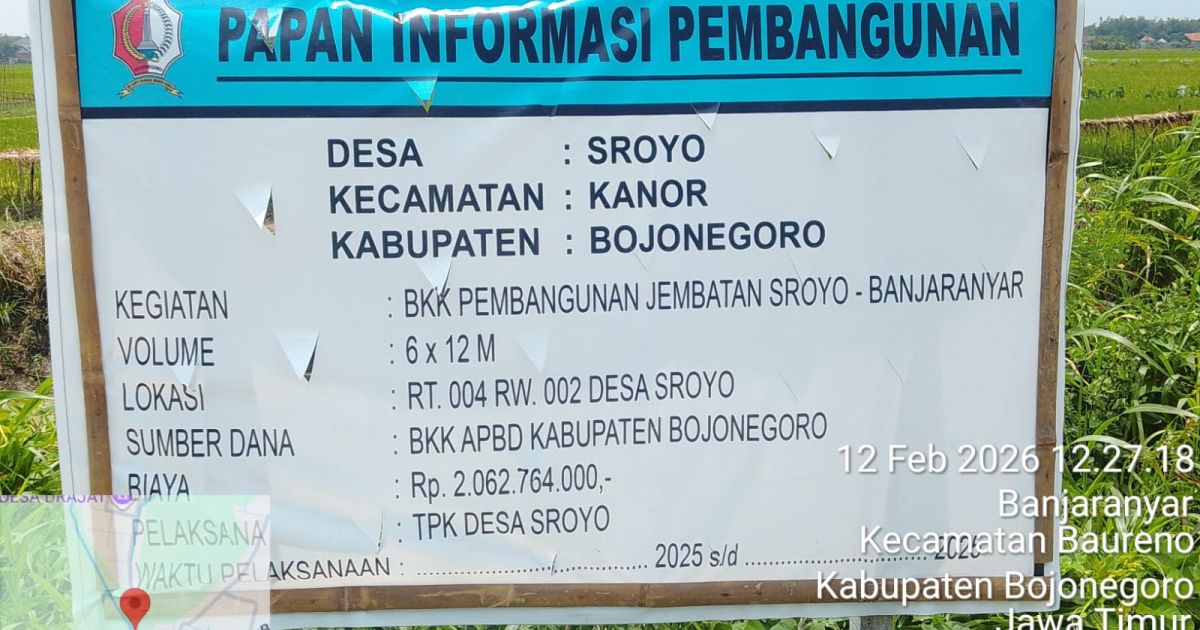 Empat Bulan Berjalan, Proyek Jembatan Rp2 Miliar di Sroyo Belum Capai 30 Persen: Publik Desak Transparansi dan Evaluasi