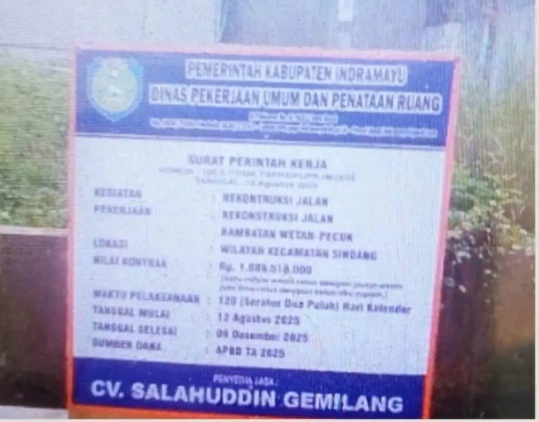 Dugaan KKN Warnai Proyek Jalan Rp1,5 Miliar di Indramayu